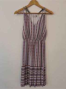 Altar'd State Pink and White Striped Boho Midi Dress